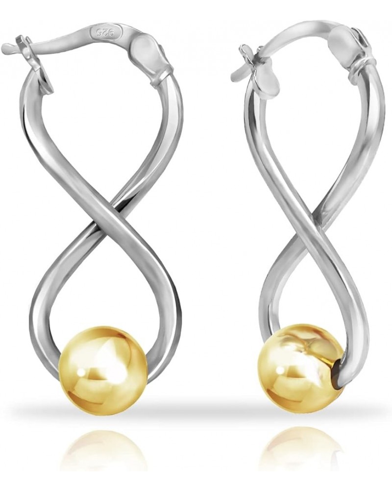 925 Sterling Silver Infinity Figure Eight 8 Bead Twisted Click-Top Drop Earrings for Women Sterling Silver Two-Tone Yellow $1...