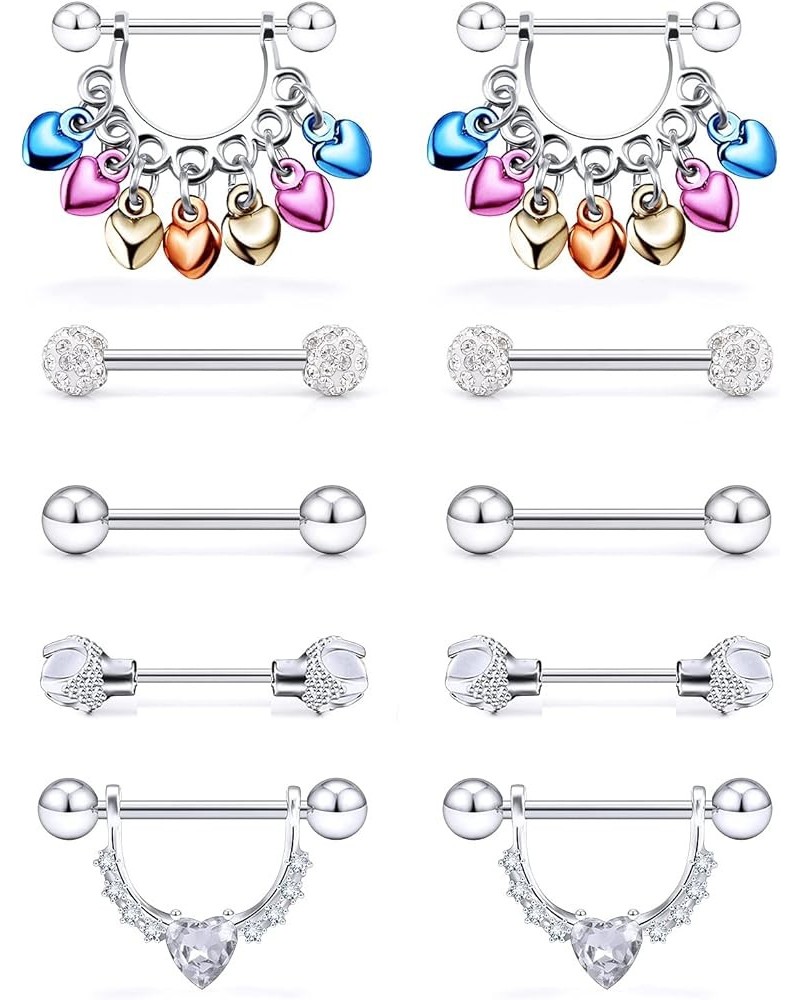 Vqoxaggi 16G Nipple Rings for Women Surgical Steel Nipple Piercing Jewelry Dragon Claw Nipple Ring Set silvertone $9.87 Body ...