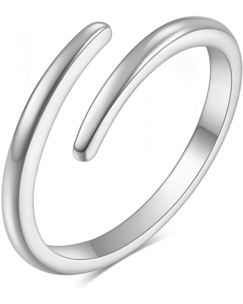 Pointed Classical Simple Plain Promise Ring,Stainless Steel Thin Wedding Band Rings For Women Girls 10 Open Twist-Silver $8.1...