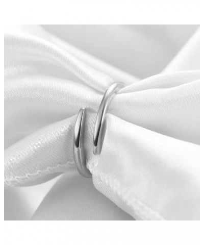 Pointed Classical Simple Plain Promise Ring,Stainless Steel Thin Wedding Band Rings For Women Girls 10 Open Twist-Silver $8.1...