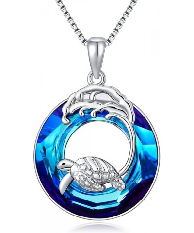 925 Sterling Silver Beach Necklace Sea Turtle/Seahorse/Starfish Ocean Jewelry Gifts for Women Girls Turtle-1 $22.13 Necklaces