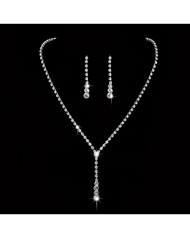 Wedding Rhinestone Choker Necklace Ear clip Necklace Set Bridal Crystal Necklace Jewelry Bride Accessories Sets for Women and...