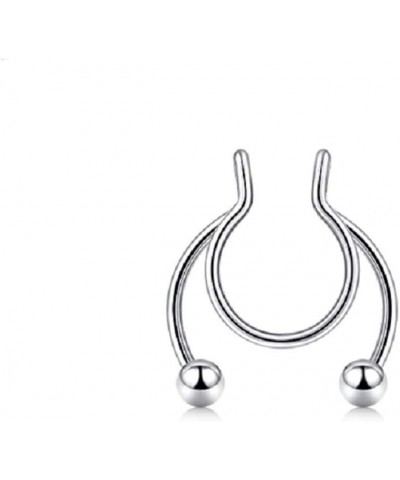 Fake Septum Nose Hoop Rings,Stainless Steel Fashion Jewelry Ball Nasal Piering Body Piercing Jewelry for Men Women(Silver) St...