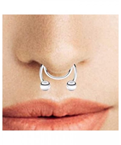 Fake Septum Nose Hoop Rings,Stainless Steel Fashion Jewelry Ball Nasal Piering Body Piercing Jewelry for Men Women(Silver) St...