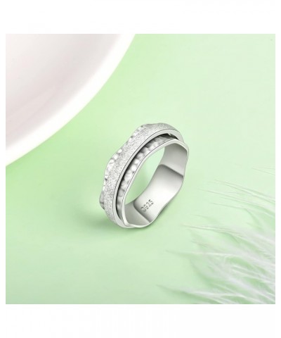 Sterling Silver Fidget Rings Anxiety Ring for Stress Relief Spinner Ring for Women Men Sand blast $18.89 Others