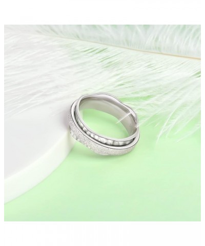 Sterling Silver Fidget Rings Anxiety Ring for Stress Relief Spinner Ring for Women Men Sand blast $18.89 Others