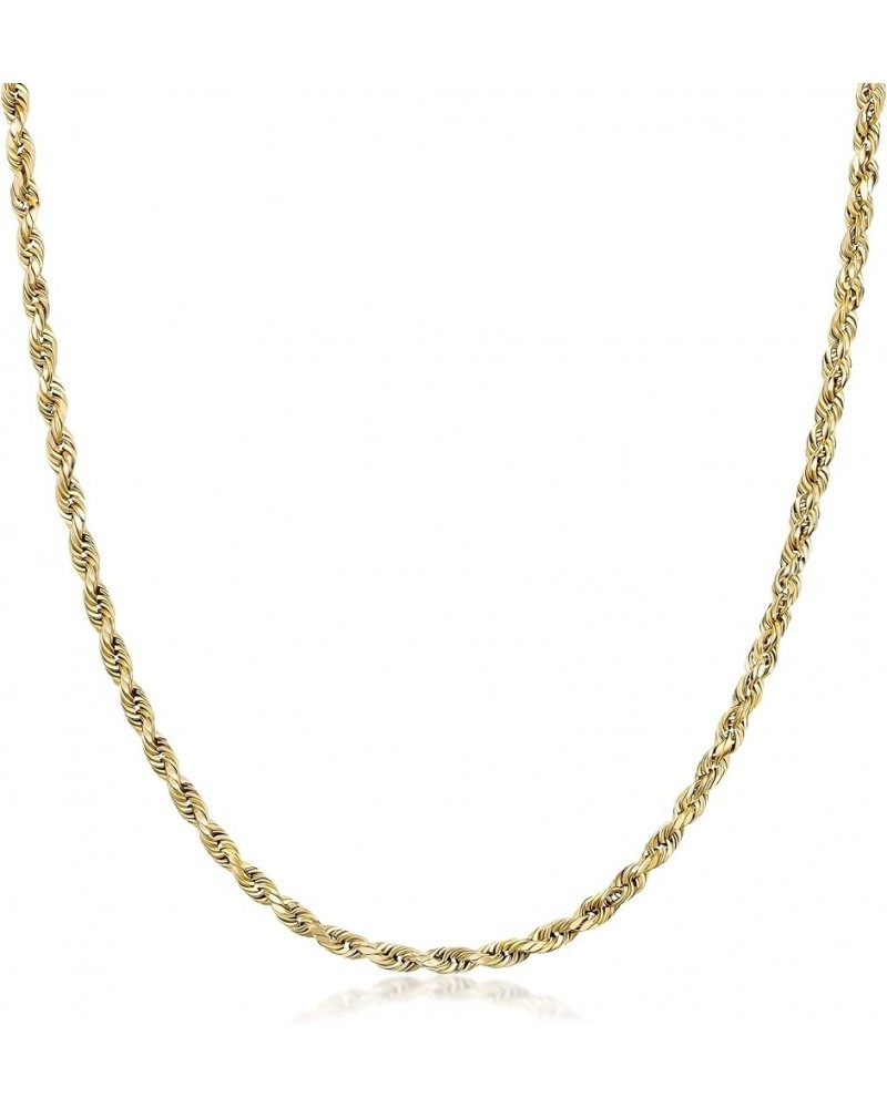 18K Yellow Gold 1.5MM, 1.8MM, 2MM, 2.5MM, 3MM, 4MM, or 5MM Diamond Cut Rope Chain Necklace Unisex Sizes 16"-30 3MM 24.0 Inche...