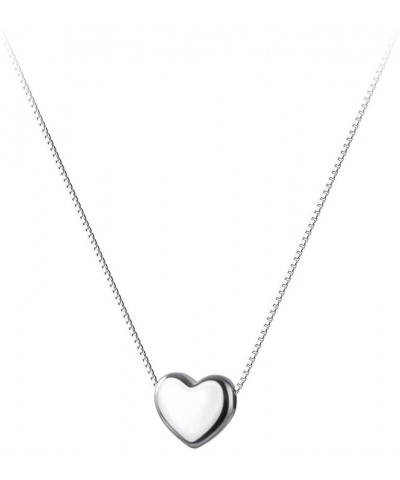 Genuine 925 Sterling Silver Tiny Love Heart Pendant Necklace for Women Teens Simple Sweet Heart Choker Necklace 1cm Heart-Sil...