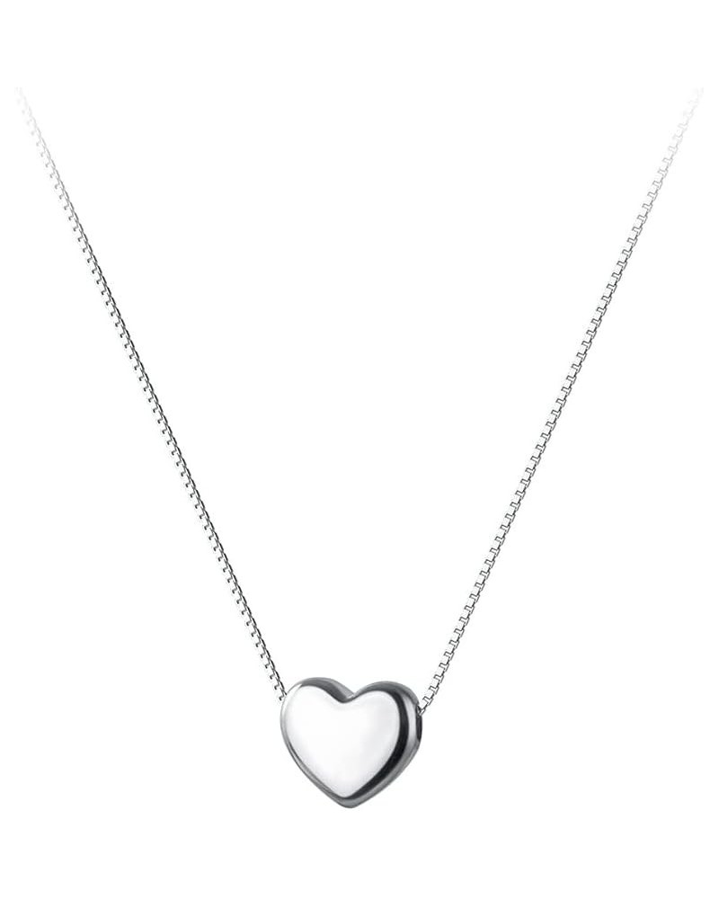 Genuine 925 Sterling Silver Tiny Love Heart Pendant Necklace for Women Teens Simple Sweet Heart Choker Necklace 1cm Heart-Sil...