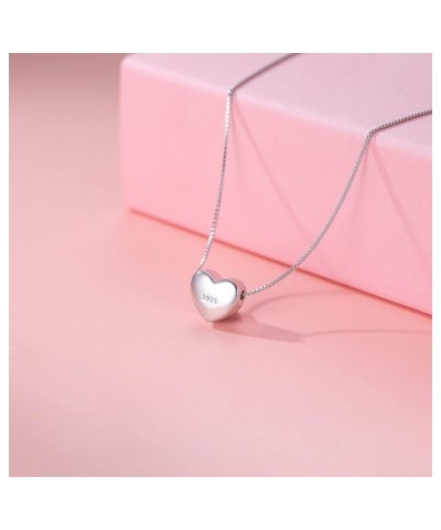 Genuine 925 Sterling Silver Tiny Love Heart Pendant Necklace for Women Teens Simple Sweet Heart Choker Necklace 1cm Heart-Sil...