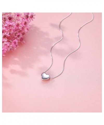 Genuine 925 Sterling Silver Tiny Love Heart Pendant Necklace for Women Teens Simple Sweet Heart Choker Necklace 1cm Heart-Sil...