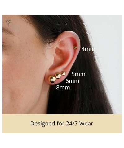 14k Gold Stud Earrings for Women | Yellow Gold Ball Earrings | 14k Gold Earrings for Women & Men | Button Gold Ball Stud Earr...