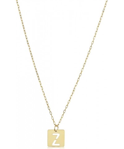 14k Yellow Gold Square Tile Initial Cut-out Letter Alphabet Necklace for Women (adjusts to 16 or 18 inch) Z $51.80 Necklaces