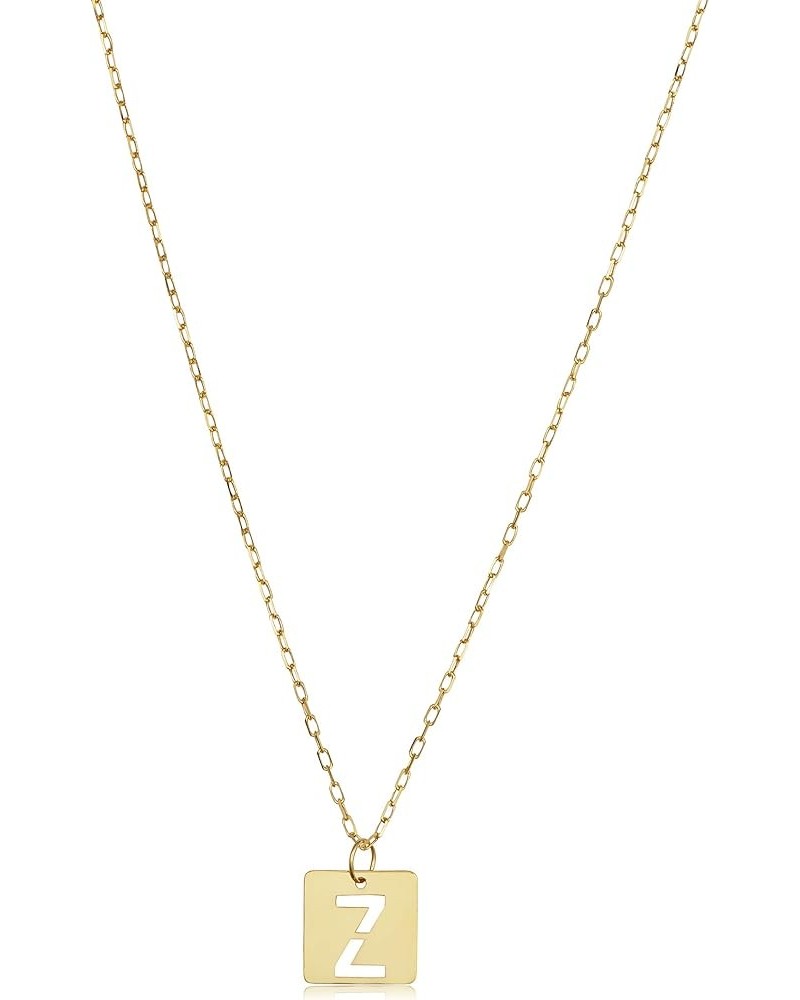 14k Yellow Gold Square Tile Initial Cut-out Letter Alphabet Necklace for Women (adjusts to 16 or 18 inch) Z $51.80 Necklaces