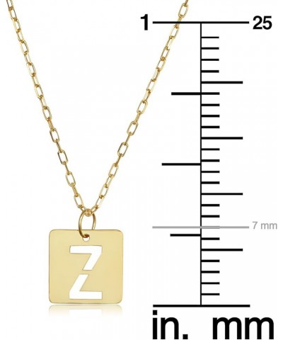 14k Yellow Gold Square Tile Initial Cut-out Letter Alphabet Necklace for Women (adjusts to 16 or 18 inch) Z $51.80 Necklaces