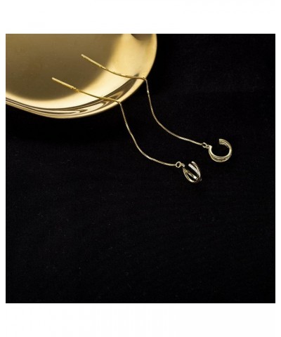 925 Sterling Silver Cuff Chain Earrings Wrap Tassel Earrings for Women Long Threader Earring Dangly Double Piercing Jewelry G...