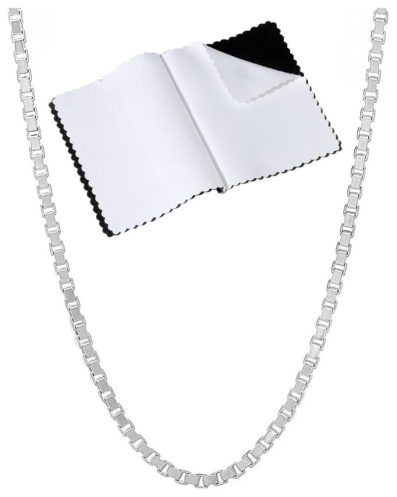 2.3mm Solid .925 Sterling Silver Square Box Chain Necklace 24.0 Inches $33.32 Necklaces