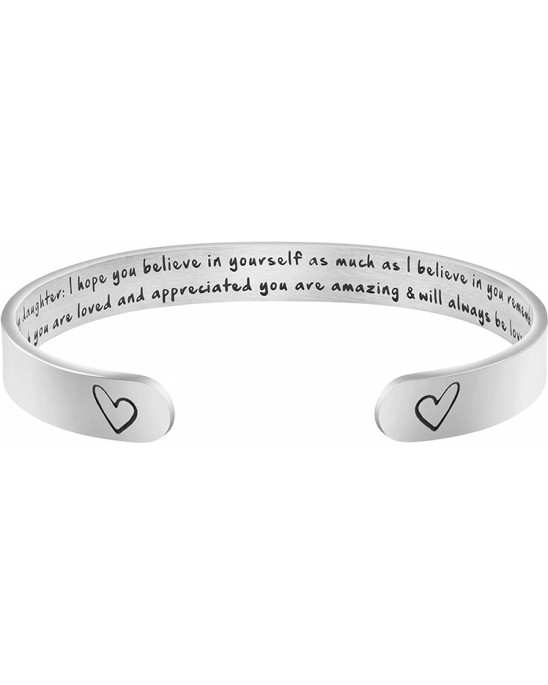 Daughter Mother Bracelets Wide Cuff Bangle Message Engraved Christmas Gifts for Her To my daughter, I hope you believe in you...