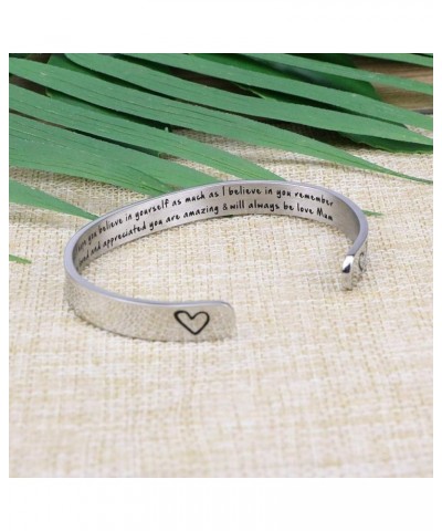 Daughter Mother Bracelets Wide Cuff Bangle Message Engraved Christmas Gifts for Her To my daughter, I hope you believe in you...