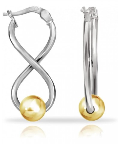 925 Sterling Silver Infinity Figure Eight 8 Bead Twisted Click-Top Drop Earrings for Women Sterling Silver Two-Tone Yellow $1...