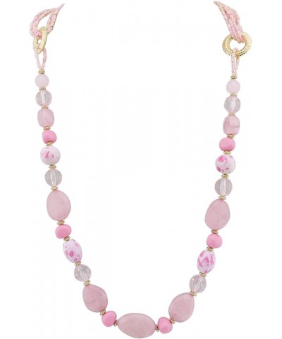 Long Beaded Necklace for Women Handmade Fashion Costume Chain Jewelry Gift 349-pink $10.83 Necklaces