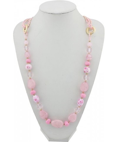 Long Beaded Necklace for Women Handmade Fashion Costume Chain Jewelry Gift 349-pink $10.83 Necklaces