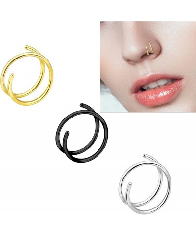 Double Nose Hoop Ring for Single Piercing Nose Hoop, Twist Nose Ring For Women, Spiral Nose Hoop For Girls, Piercing Jewelry ...