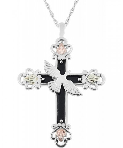 Antiqued Dove Cross Necklace, Sterling Silver, 12k Green and Rose Black Hills Gold 18 Inches $63.75 Necklaces