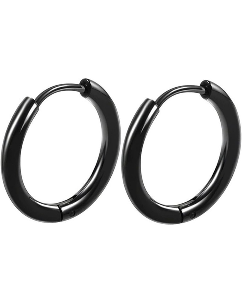 1 Pair Hoop Earrings Stainless Steel Geometric Elegant Polished Silver Color Metal Circle Earrings Fashion Jewelry Black $4.4...