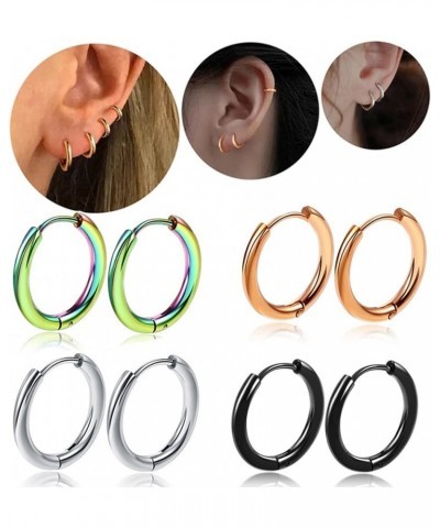 1 Pair Hoop Earrings Stainless Steel Geometric Elegant Polished Silver Color Metal Circle Earrings Fashion Jewelry Black $4.4...