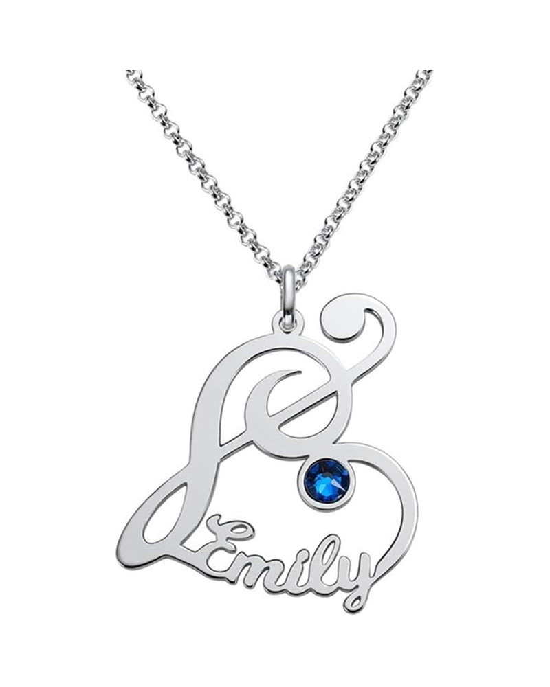 Personalized Music Note Pendant Necklace Customized Name Necklace with Synthetic Birthstone Graduation Birthday Gift for Wome...