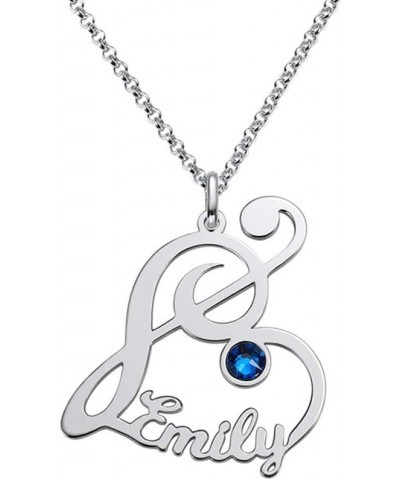 Personalized Music Note Pendant Necklace Customized Name Necklace with Synthetic Birthstone Graduation Birthday Gift for Wome...