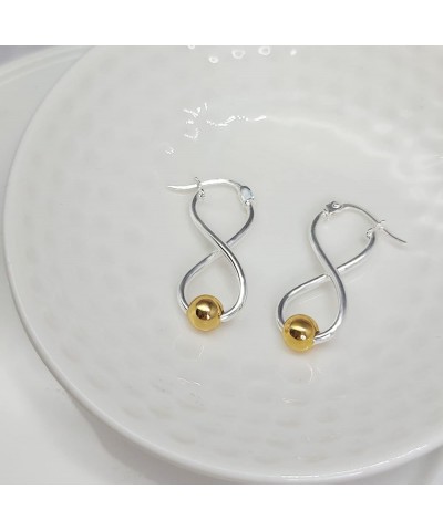 925 Sterling Silver Infinity Figure Eight 8 Bead Twisted Click-Top Drop Earrings for Women Sterling Silver Two-Tone Yellow $1...