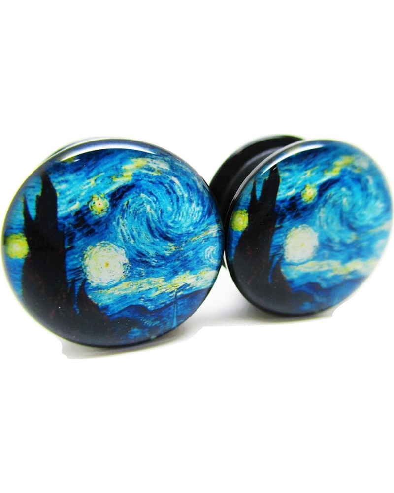 A Starry Night Ear Plugs - Acrylic Screw-On - New - 14 Sizes - Pair 9/16" (14mm) $9.69 Body Jewelry