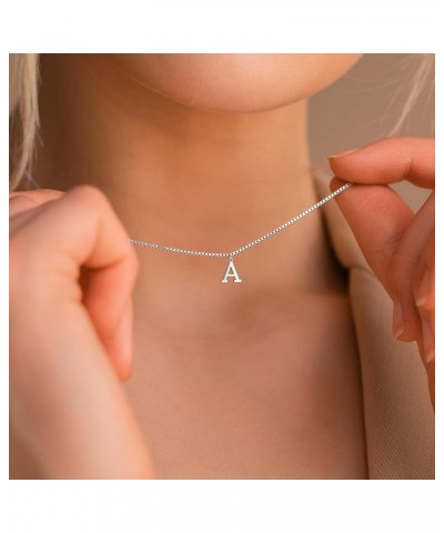 Silver Initial Necklaces for Women Girls, Dainty Silver Letter Necklace Personalized Stainless Steel Jewelry Choker Cute Tiny...