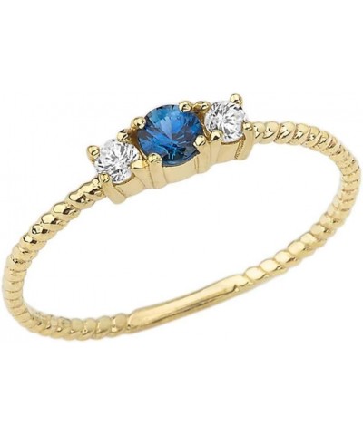 Dainty 10k Yellow Gold Sapphire and White Topaz Rope Design Engagement/Promise Ring $57.50 Rings