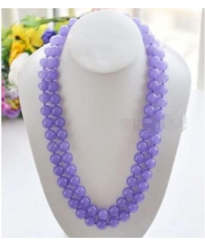 Natural 8/10/12mm Lavender Jade Round Gemstone Beads Necklace 36" - (Size:12mm) 12mm $17.47 Necklaces