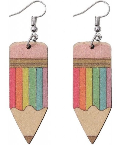 Funny Wooden Stackable Book Pencil Drop Dangle Earrings Stack of Books for Women Girls Classic Librarian Teacher Student Grad...