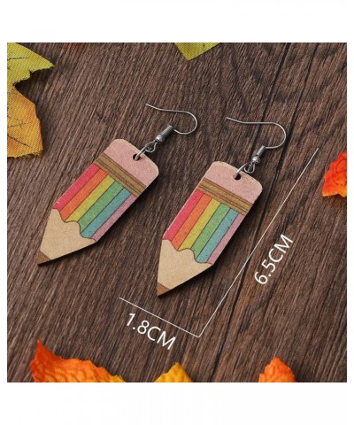 Funny Wooden Stackable Book Pencil Drop Dangle Earrings Stack of Books for Women Girls Classic Librarian Teacher Student Grad...