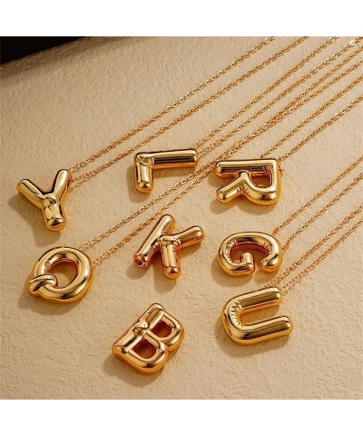 Letter Necklace Bubble Initial Pendant Necklaces for Women Girl Cute Alphabet 14K Gold Plated Design Balloon Puffy Name Perso...