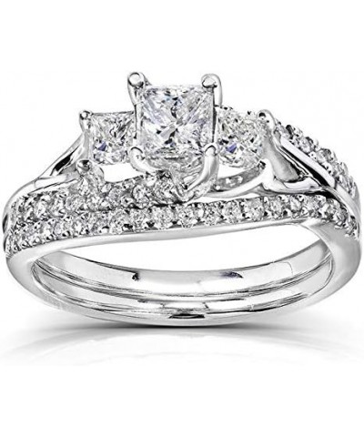 Princess Cut Diamond Bridal Set Ring 1 1/10 Carat (ctw) in 14k Gold Yellow Gold $472.20 Sets