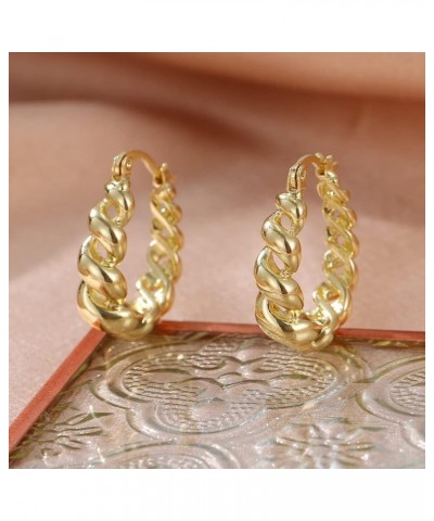 Twisted Gold Hoops Eearrings for Women, 14K Gold Plated Chunky Hoop Earrings Lightweight High Polished For Girls style 1 $10....