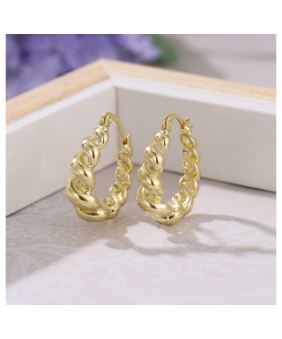 Twisted Gold Hoops Eearrings for Women, 14K Gold Plated Chunky Hoop Earrings Lightweight High Polished For Girls style 1 $10....