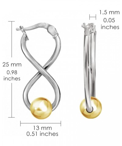 925 Sterling Silver Infinity Figure Eight 8 Bead Twisted Click-Top Drop Earrings for Women Sterling Silver Two-Tone Yellow $1...