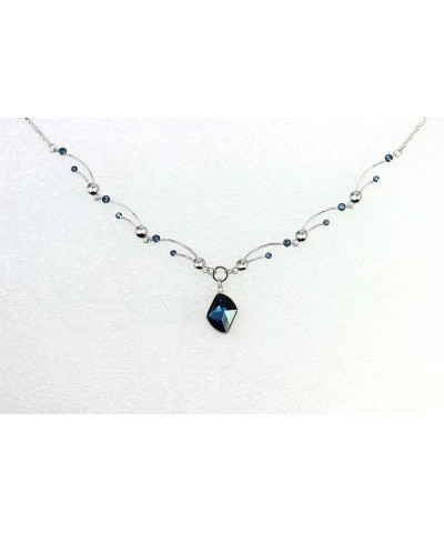 Gorgeous Aqua Swarovski Crystal Floral Necklace Earrings Set Navy Blue $19.90 Jewelry Sets