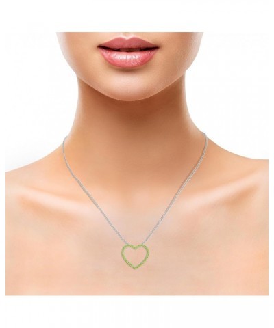 Natural Gemstone Heart Shaped Pendant for Women in Sterling Silver / 14K Solid Gold/Platinum Sterling Silver Peridot $33.28 N...