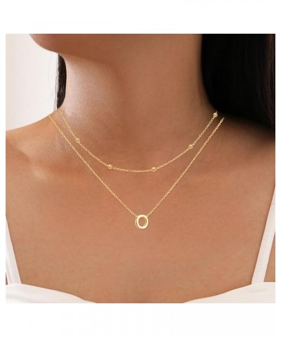 2Pcs Gold Layered Initial Necklaces for Women, 14K Gold Layered Necklace Set, Letter Pendant Choker Necklace, 26 Letters A-Z,...