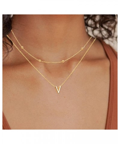 2Pcs Gold Layered Initial Necklaces for Women, 14K Gold Layered Necklace Set, Letter Pendant Choker Necklace, 26 Letters A-Z,...