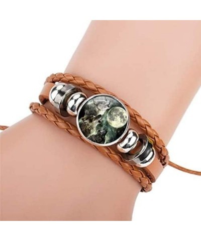 Wolf Braided Leather Adjustable Bracelet Blue/Brown Brown $6.14 Bracelets