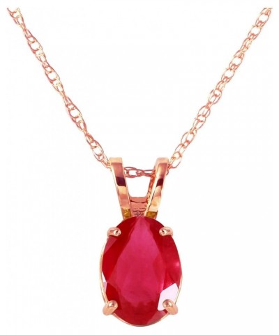 1 ct 14k Solid Rose Gold Necklace Oval-shaped Ruby Pendant 16.0 Inches $91.75 Necklaces